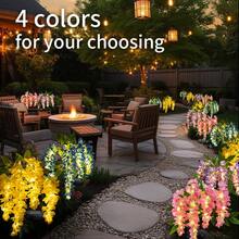 10Pcs Solar Wisteria Flower LED Light, Outdoor Garden Patio Decorative Lamp, 52pcs Beads, Dual Mode (Normal & Blinking), Plastic Material, Light Sensor Control, Removable Photovoltaic, Solar Charging Nickel Battery, Outdoor Illumination|Vibrant Garden Decor|Realistic Flower Shape, Solar Garden Lights(Pink, Blue, Yellow, Purple) - 紫藤花 - 查看 4