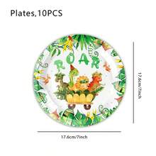50pcs,Dino Party Tableware,Anime Dinosaur Party Tableware, Paper Plates, Napkins And Cups Perfect For Birthday Party, Jurassic Dinosaur Jungle Style Party, Birthday Shower - Multicolor - View 8