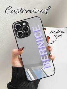 1 قطعة غطاء هاتف شفاف مقاوم للصدمات مطبوع عليه الاسم الشخصي متوافق مع موديلات iPhone11/12/13/14/15/16/16pro/16plus/16promax/17promax/17air، S25/A56/A17/A36 وغيرها من الموديلات