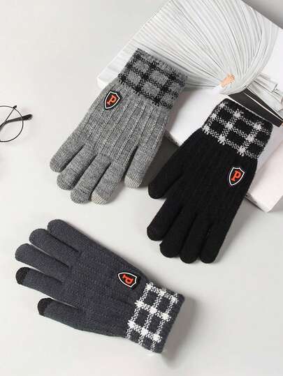 1 para stylowych męskich rękawiczek, grubych i swobodnych, zaprojektowanych do użytku na zewnątrz, aby zapewnić ciepło dłoniom i ochronę przed wiatrem. Ciepłe zimą.