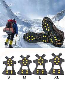 1 paire de crampons anti-dérapants à 10 dents pour l'extérieur, convenant aux hommes, aux femmes et aux personnes âgées. Grips en silicone légers pour surfaces glacées. Idéal pour le port en salle de sport pour femmes, leggings. - Multicolore - Voir 1