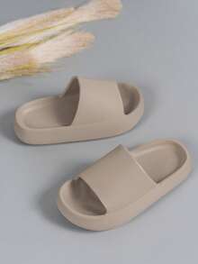 Kids' Fashion Slippers, Soft Thick-Soled Children's House Slippers For Beach, Pool, Shower, Comfortable Indoor/Outdoor Toddler Sandals - Khaki - View 6