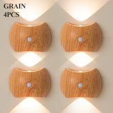 LED Bewegungsmelder Nachtlicht, Induktionslampe, LED Wandleuchte, USB aufladbar und mit 1200mAh Batterie betrieben, Büro Innenbeleuchtung, einfache Installation für Heim-Dekoration (Schlafzimmer/Badezimmer/Küche/Flur) Stimmungslicht