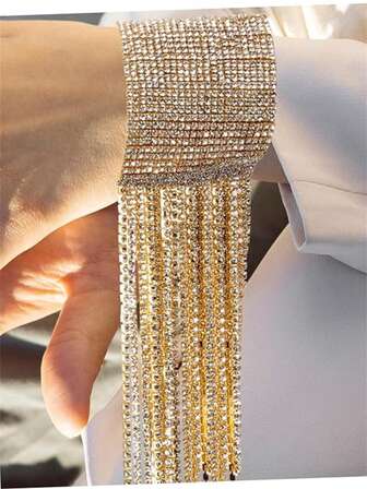 Pulsera de mujer con borlas de cristal dorado de moda