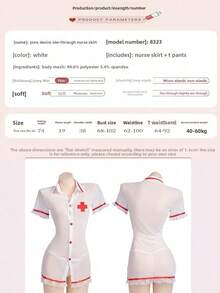 Sexy Female Cosplay  Nurse Uniform Set, Pure Desire Ultra Short Shirt Tight Skirt+Thong, Tempting Nurse Uniforms For Role-Playing, Private Parties, Theme Events, Birthdays, Halloween Costumes - trắng - Xem 10