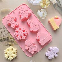 6腔圣诞老人礼物、圣诞树、铃铛、雪花硅胶模具、蜡烛、肥皂DIY工艺模具、礼品模具 - 米粉紅藍萬聖節 - 查看 5