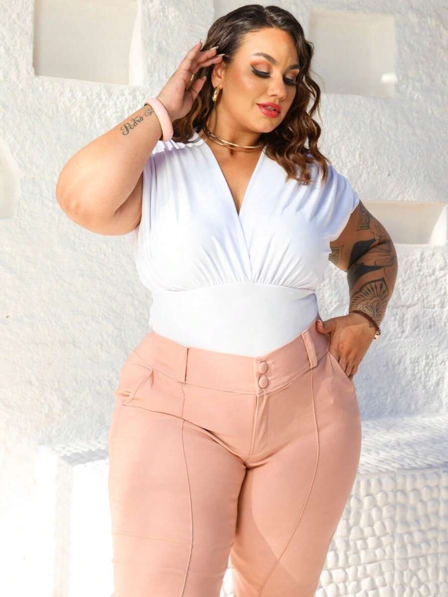 Plus Size Pants - Màu hồng gỉ - Xem 1