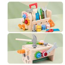 36 pièces Boîte à outils multifonctionnelle en bois pour enfants, jouets de construction STEM pour garçons et filles, ensemble de jeu de rôle d'ingénieur avec des outils courants comme un tournevis et une clé, cadeau de Noël et d'anniversaire pour les enfants