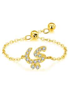 ESBERRY 1枚925纯银简约优雅阿拉伯字母可调节戒指，适合作为结婚、生日或母亲节礼物送给女性。 - 字母戒指 - 查看 40