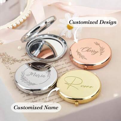 Espejo compacto personalizado para dama de honor, regalo de boda elegante, regalo para despedida de soltera, espejo de maquillaje de bolsillo personalizado, regalo para dama de honor, regalo de Navidad, Feliz Navidad