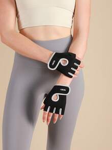 VBOSI 1 Pair Women Men Half Finger Adjustable Breathable Sports Gloves For Weightlifting Dumbbell Cycling Fitness Training - Grey - View 6
