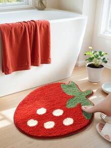 DAJIANG 1pc Flocked Bathroom Mat Carpet, Unique Fruit Pattern (Cherry, Strawberry), Fresh Style Area Rug, Doormat, Non-Slip TPR Bottom, Soft & Absorbent, Suitable For Bathroom, Shower, Kitchen, Living Room, Dorm, Dining Room, Home Decor, Holiday Decoration, Thick & Fluffy, Autumn/Winter, Halloween, Thanksgiving Christmas Decor Kitchen Rug - Multicolor - View 4