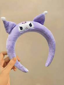 Sanrio 1 件可爱卡通 Kuromi 毛绒头带，卡通毛绒女式发箍，蓬松洗脸头带，舒适可爱，适合居家和日常佩戴，冬季