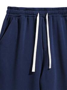 男士户外裤，保暖内衬，厚实，休闲，防风，直筒，抽绳腰部设计，适合寒冷冬季 - 藏蓝色 - 查看 8