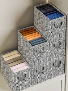 1 pieza Caja de almacenamiento de ropa plegable y plegable con asa, gran capacidad, cesta de almacenamiento portátil reforzada para ropa de cama, edredón, ahorro de espacio en el armario, dormitorio, hogar, dormitorio, cesta de lavandería, organizador de juguetes