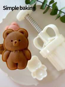 قالب حلوى بشكل دب محشو - قاطع بسكويت دب صغير جميل، ختم بسكويت، قالب كعكة القمر، قالب بسكويت، لوازم بنتو للكيك والحلويات وعيد المنتصف والأدوات الخبز للمناسبات