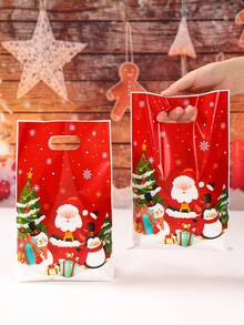 10/25/50 piezas Bolsas de regalo de Navidad con asa, bolsas de regalo con diseño de Papá Noel, bolsas de embalaje de regalo de Feliz Navidad, bolsas de regalo de agradecimiento para fiestas de Navidad, suministros de envoltura de regalos de decoración navideña, bolsas de tela, bolsas de caramelos, regalos de Navidad, decoración del hogar, decoración de habitaciones, decoración de Año Nuevo 2026, regalos de fiesta, paquetes de recuerdos de fiesta