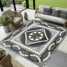 Bohemian Style Retro Marble Pattern Outdoor Carpet, Material Flat Print Soft Carpet, Suitable For Courtyard, RV, Beach, Garden, Terrace And Hardwood Floor, Holiday Decoration, Courtyard Decoration - Nhiều màu - Xem 1