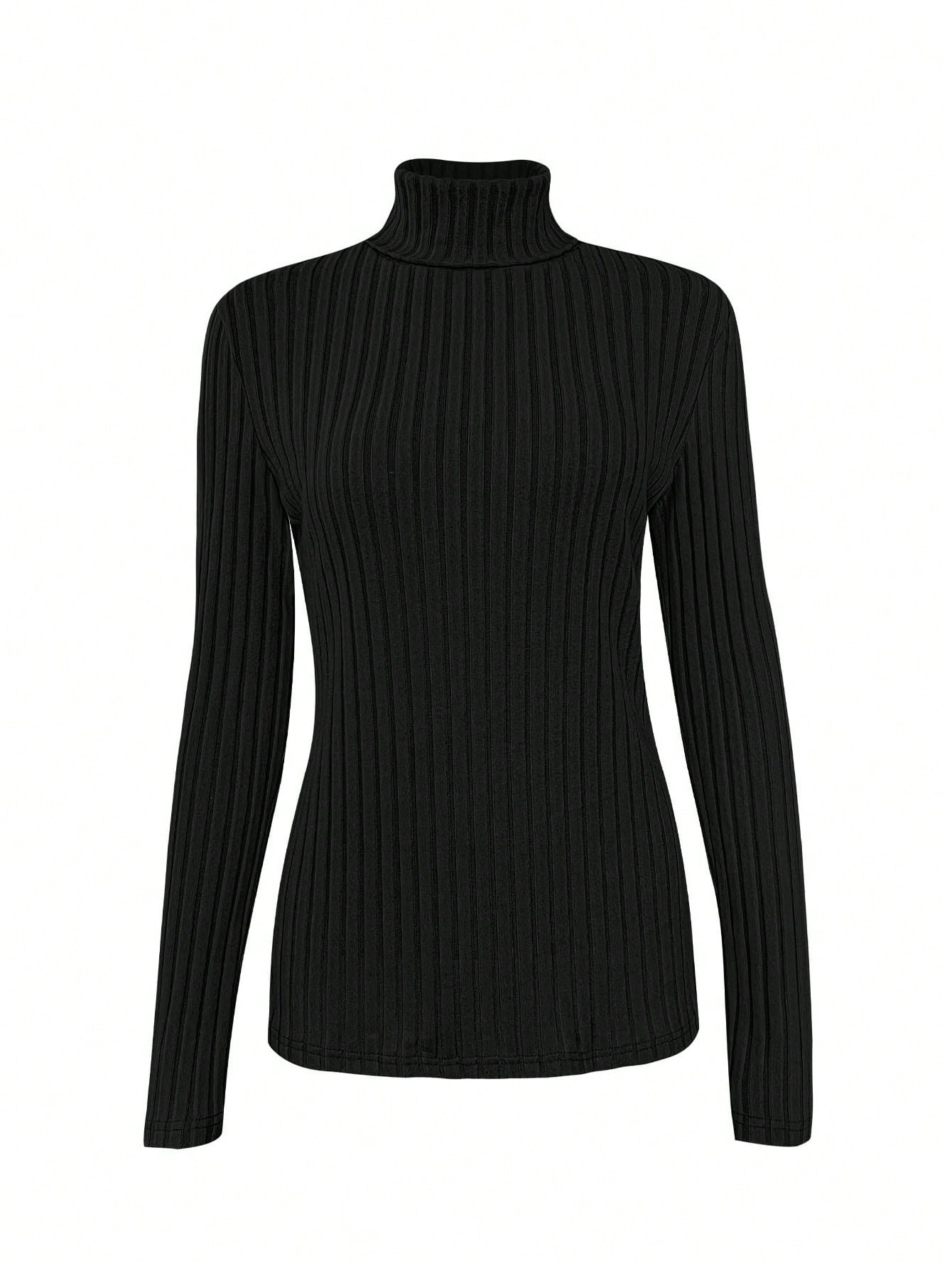 بلوزة نسائية كاجوال بياقة عالية وأكمام طويلة من ال...