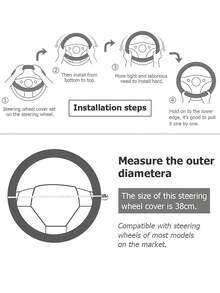 1 Stück PU-Leder Lenkradabdeckung in Kronenform, passend für 14,5-15 Zoll Lenkrad, universelles Auto-Zubehör, atmungsaktiv und rutschfest, warm im Winter und kühl im Sommer, langanhaltend, Damen-Innenraumdekoration - ohne Innenring, einfache Montage, passend für viele Automodelle - Stil A - Übersicht 11