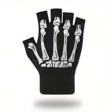 Guantes de media mano con patrón de calavera y esqueleto de calidad para hombres, guantes para parejas - Rosa Fucsia - Ver 6