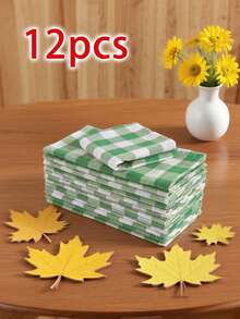 2/6/12/300pcs Elegant Plaid Napkins, Durable Polyester Thick Placemats, Reusable For Kitchen, Dining, Wedding Decor - Multicolor - View 13