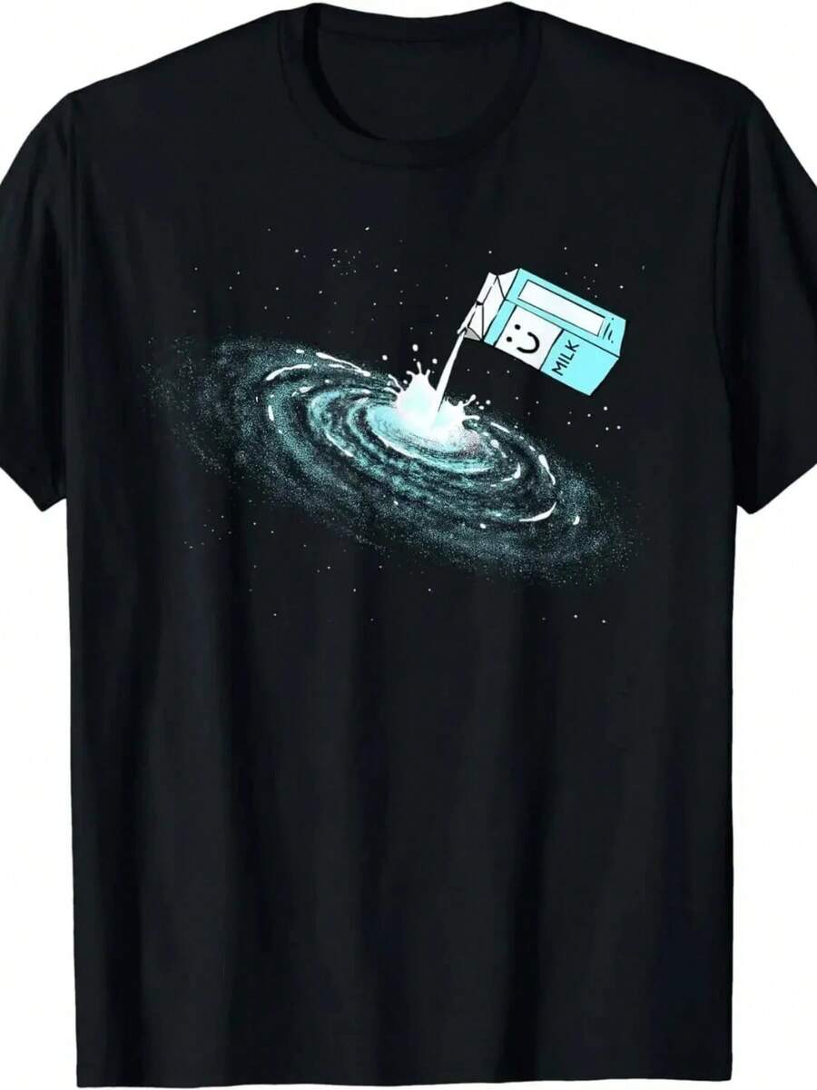 Milky Way Galaxy Shirt Astronomy Space Lovers Unisex T-Shirts Unisex T-Shirts For Men Women Summer Tees Cotton Luxury Brand - Black - View 1