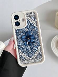 Husă de telefon cu model de covor de lux, model floral, potrivită ca și cadou pentru iubit, prieten, iubită, familie, frate, coleg, soră/soră, cupluri, coleg de clasă, profesor, ziua de naștere, sărbători. Husă mată, moale, anti-praf și anti-apă, compatibilă cu 13/16/15/14/13/12/11/Pro/ProMax/X/XR/XS/7/8/PLUS.