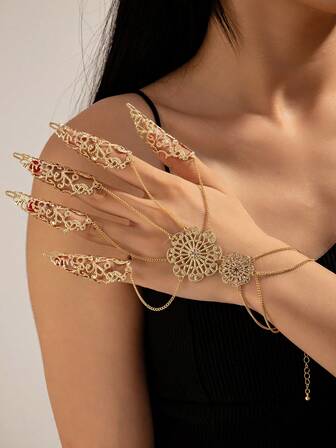 1 件哥特风格万圣节幽灵朋克指甲链指环角色扮演道具手饰