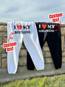 Customized "I Love My Boyfriend/Husband/Girlfriend" Sports Pants With Pockets, Halloween Custom Gift, Wedding Season Gift