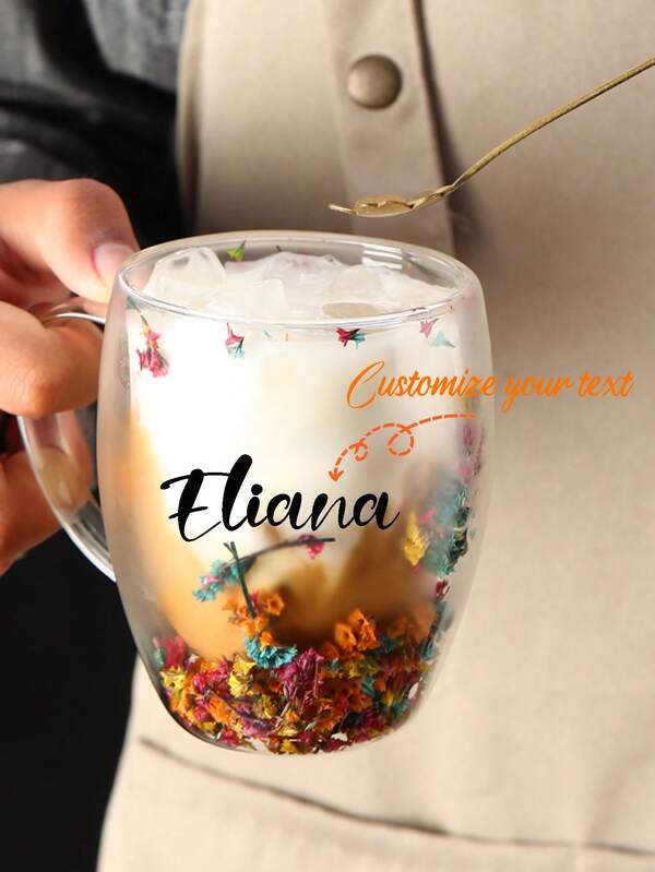 Tazze di vetro artigianali con fiori secchi veri, set di tazze da tè/caffè in vetro botanico personalizzato con nome/testo, multifunzionali, durevoli, ornamentali, riutilizzabili, raffinate, eleganti, di alta qualità, colorate, moderne, personalizzate, uniche, regali ideali per lui, regali ideali per lei, fidanzato, papà, fidanzata, mamma, famiglia, amici, tea room, casa, giardino, ufficio, per anniversari, per San Valentino, per la Festa della Mamma, per compleanni, per la Festa del Papà, per lauree, per matrimoni, per il riscaldamento della casa