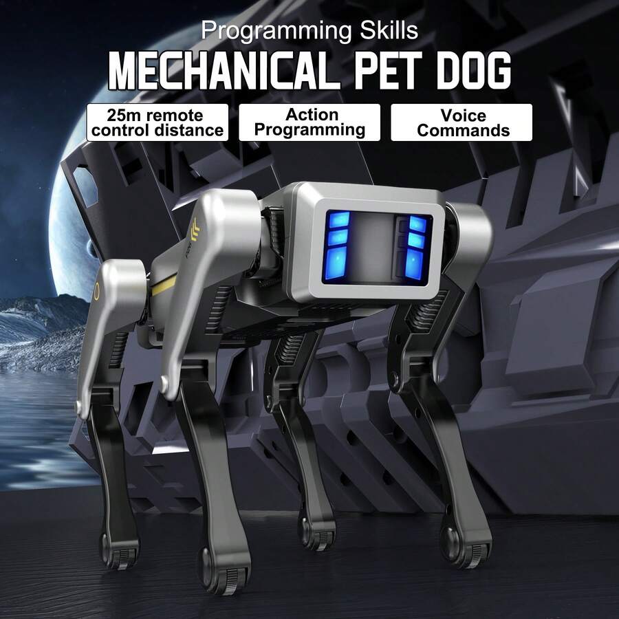 Robot Pet Dog Smart AI-Powered Companion, App & RC Control, Interaction Robotics Toys-Grey - Grey - View 1