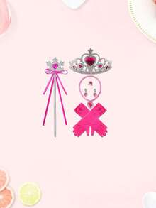 4-In-1 Birthday Party Accessories Set: Ice Princess Crown Headband, Magic Wand, Bowknot , Necklace, Ring, Earrings - Multicolor - View 11