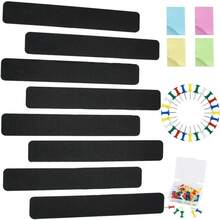 8 件毛毡公告板条，自粘式钉板条无框墙壁备忘条，带 35 个图钉，适用于办公室教室家庭展示留言板 - 彩色 - 查看 13