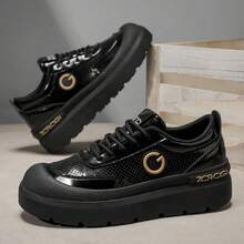 Zapatos casuales/de negocios con cordones, cómodos, elegantes y con un toque único, adecuados para vacaciones, citas y trayectos, de cuero negro, de estilo minimalista y elegante, para otoño/invierno