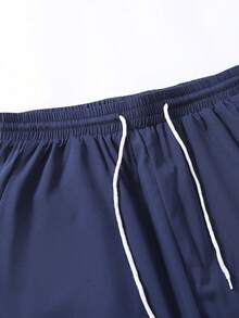 Conjunto de dos piezas para hombre con estampado geométrico de verano Camisa pantalón corto de estilo hawaiano para hombre Ligero y transpirable - Azul - Ver 4