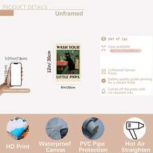 1 件“洗洗你的小爪子”帆布印刷海报 - 水槽边的奇思妙想黑猫，现代墙壁艺术装饰，适用于家庭、卧室、客厅、厨房、浴室、室内壁挂、猫咪装饰 - 彩色 - 查看 16