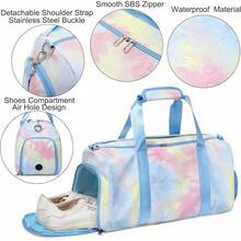 Bolsa de baile para niñas, bolsa deportiva para gimnasio, para niñas, adolescentes, bolsa de viaje impermeable, bolsa de lona con compartimento para zapatos, bolsa de ballet y gimnasio, beige (cat - PU rosa. - Ver 12