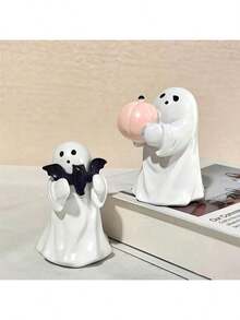 Resin Ghost & Bat & Pumpkin Statue, Suitable For Indoor/Outdoor Halloween Decor And Gift Home Decor Fall Decor Room Decor