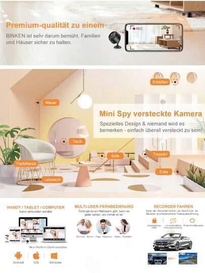 HD 720P Mini WiFi Camera Real Time Remote Viewing, Two Way Audio, Motion Detection Home Pet Monitoring view 7