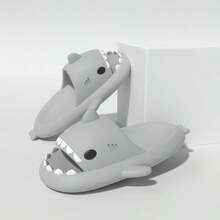 Chinelos com design de tubarão, chinelos engraçados antiderrapantes para áreas internas/externas, com desenho animado, para adultos e casais