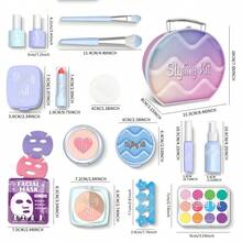 3/18pcs Pretend Makeup Vanity Playset For Girls, Portable Makeup Organizer Toy Box, Princess Dress Up Makeup Kit, Children Makeup Toy Handbag Suitable For 3 4 5 6 7 8 Year Old Girls, Learning Makeup Simulation Fashion Party Birthday Halloween Christmas Gift ( Plastic Makeup Toys)