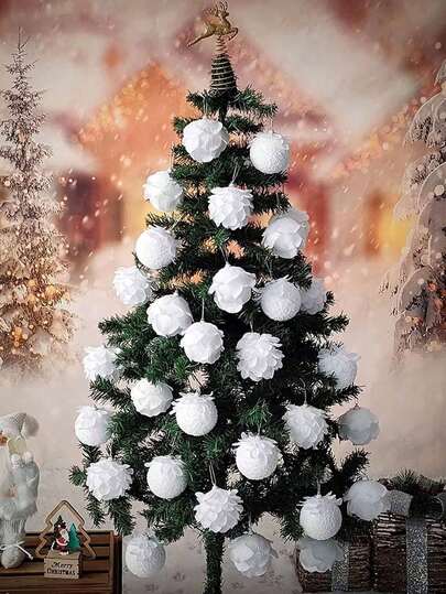 3 quả cầu Giáng sinh màu trắng, đường kính 3,15 inch/hộp, dùng trang trí cây thông Noel, đồ trang trí hình quả cầu tuyết, trang trí nhà cửa mùa đông, quà tặng Giáng sinh, đồ trang trí Giáng sinh.