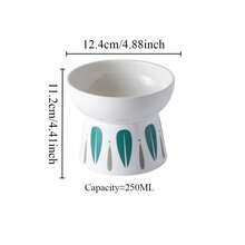 Tazón de cerámica para mascotas, tazón de gato estilo japonés, tazón de comida para gatos con patas altas, tazón de agua, tazón para mascotas para prevenir la tensión del cuello, diseño inclinado anti-derrame