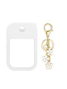 2 件 Touchland 1 盎司（30 毫升）洗手液喷雾瓶保护套，26 个花朵和字母喷雾瓶标记，硅胶防摔防撞保护套，带钥匙扣设计，方便旅行携带，可挂在包、钥匙或儿童背包上，耐磨、防水、可重复使用 Touchland 洗手液喷雾保护套，旅行、户外、礼物、万圣节礼物、圣诞节礼物 - 白色 - 查看 27