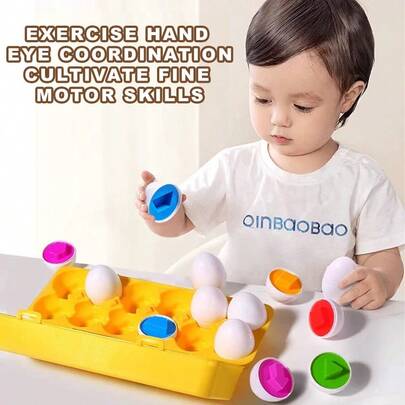 12 件/套儿童配对蛋玩具（带收纳盒），3D 拼图，数字/几何形状匹配蛋，培养孩子的颜色/形状/数字分类能力，早期教育认知，精细运动技能训练，蒙特梭利学习益智数学玩具，适合儿童，益智复活节、圣诞节、万圣节、生日礼物