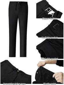 Men's Linen Suits 2 Piece Casual Regular Fit Linen Blazer Jacket And Pants For Summer Beach Weddinghalloween - 黑色 - 查看 7