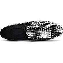 Men's Pointed Toe Rivet Dress Shoes Glitter Modern Metallic Slip On Loafers Plus Size-20256688 - Silver - View 8