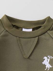 2 件套婴儿/女婴休闲日常长袖马刺绣运动衫和运动裤套装，轻便，适合春秋季