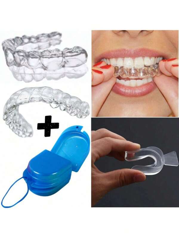 Placas Bruxismo Moldeira de Silicone Molde Caseiro Aparelho Protetor Inferior e Superior + ESTOJO